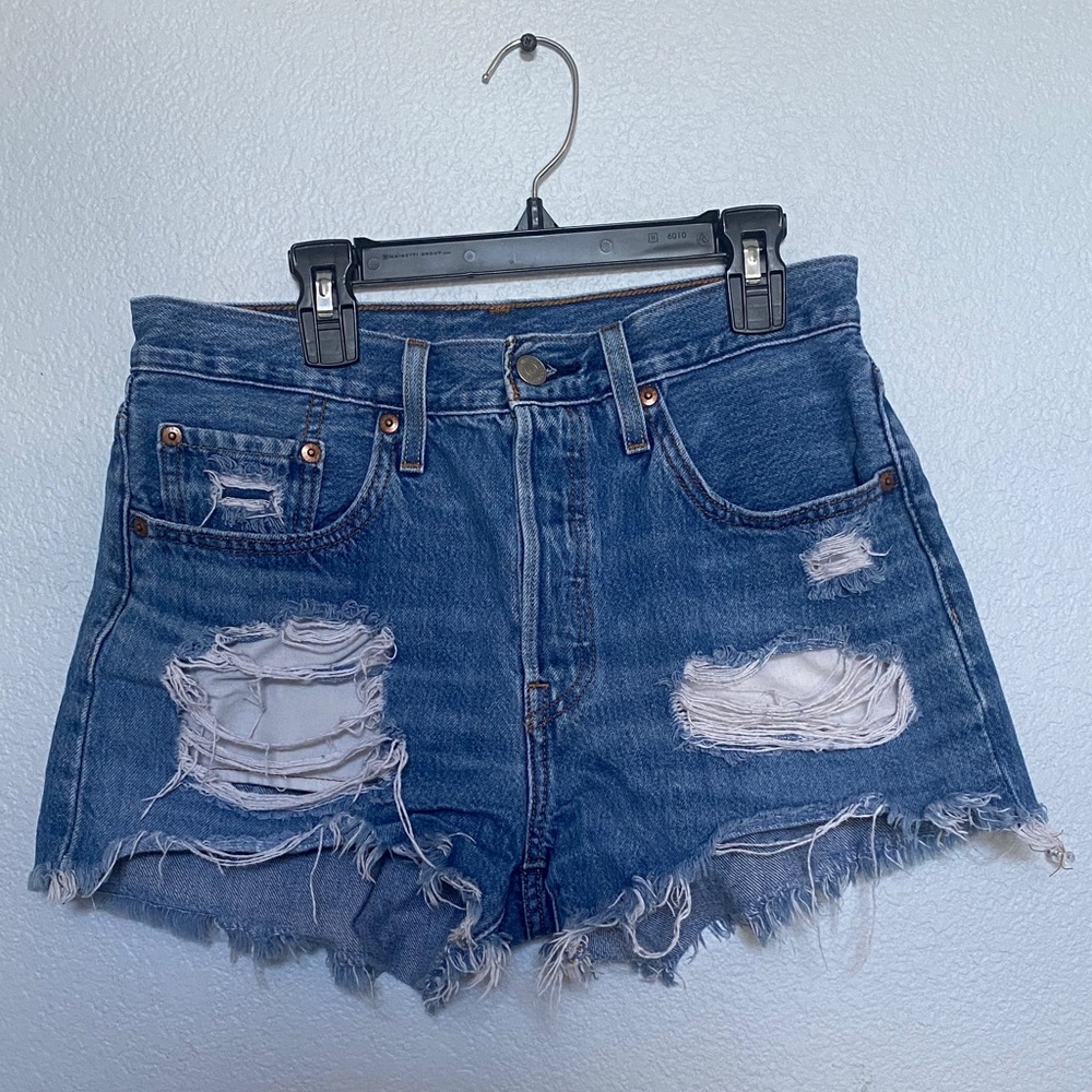 Levi's Ripped Blue Jean Shorts